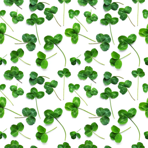 Green Clover Symbol Holiday Patrick Day Seamless Pattern Clover Leaves — Stock Photo, Image