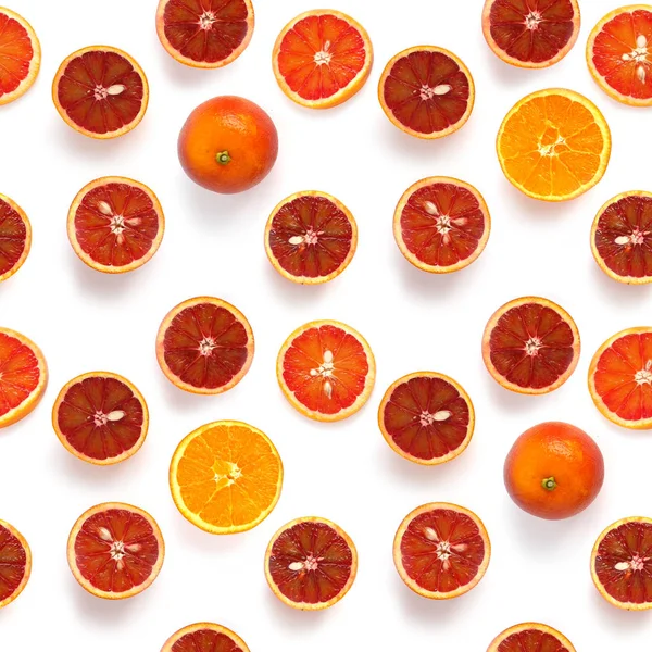 Kesilmiş portakal ve kan portakal beyaz izole farklı tonları ile desen