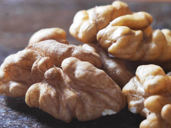 Walnut Close Wooden Background — Stock Photo, Image