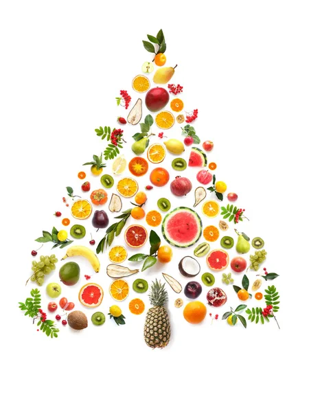 Meyve ve sebzeli renkli Noel ağacı