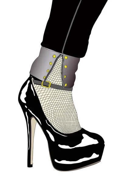 A woman with sensual shoe and fishnet stockings — Stock Photo, Image