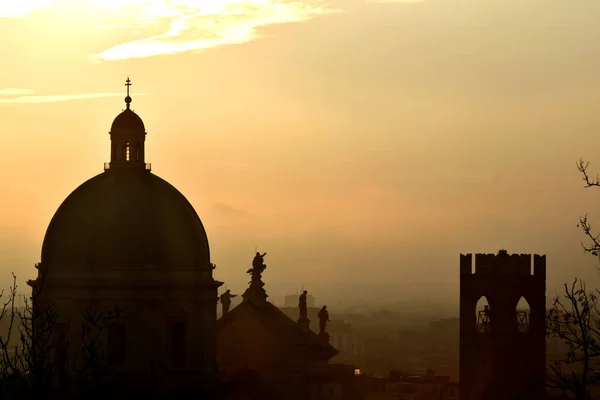 Panoramisch Uitzicht Koepel Van Kathedraal Van Brescia Italië — Stockfoto