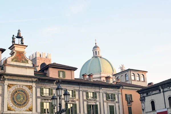 Pohled Square Lodge Při Západu Slunce Brescia Lombardie — Stock fotografie