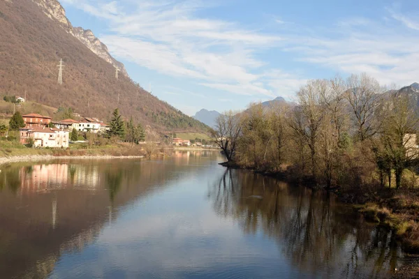 Una Vista Del Lago Idro Invierno Las Montañas Del Valle — Foto de Stock