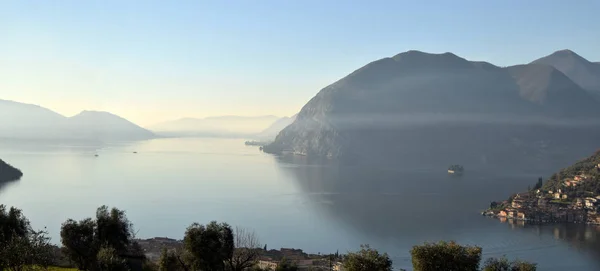 Вид Озеро Изео Закате Ломбардия Италия — стоковое фото