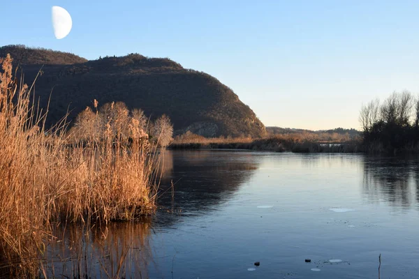 Lake Iseo - Brescia donmuş bataklıkları nadir olgusu - — Stok fotoğraf