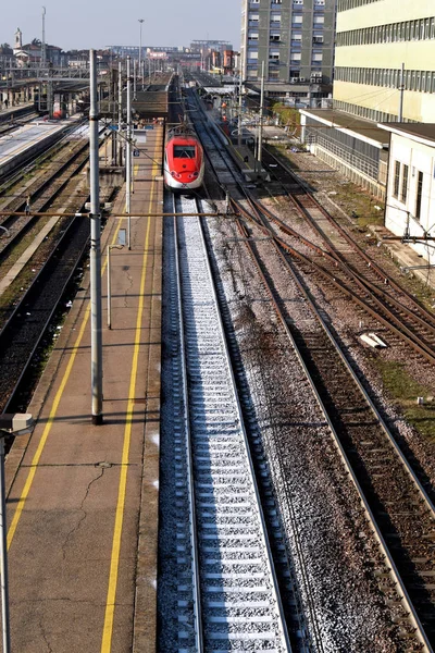 Ferrocarril Vista Aérea Tramo Ferroviario Para Largo Viaje Sobre Los — Foto de Stock