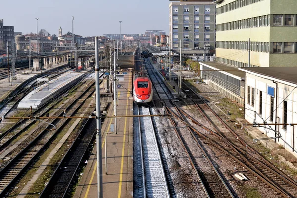 Σιδηρόδρομος Αεροφωτογραφία Μιας Ενότητας Σιδηροδρόμων Για Ένα Μακρύ Ταξίδι Στις — Φωτογραφία Αρχείου