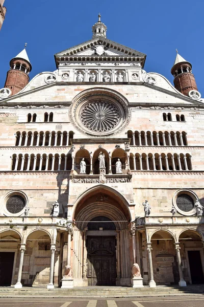 Vista Fachada Majestuosa Catedral Cremona Cremona Lombardía Italia — Foto de Stock