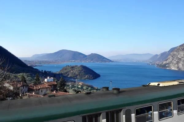 Panoramic View Lake Iseo Valcamonica Train Brescia Italy — Stock Photo, Image