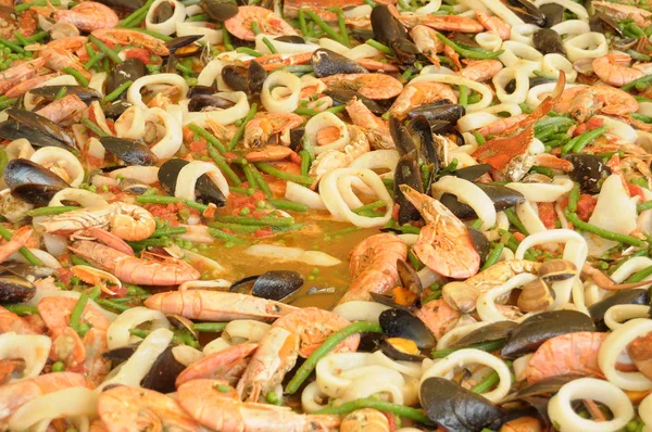 Preparación Una Paella Gigante Con Mariscos Iseo Lombardía Italia 057 — Foto de Stock