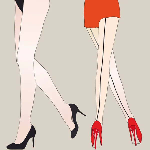 Beautiful female legs with high-heeled color shoes — Stock Photo, Image