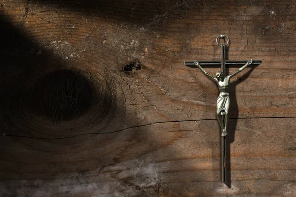Jesus på korset - trä bakgrund — Stockfoto