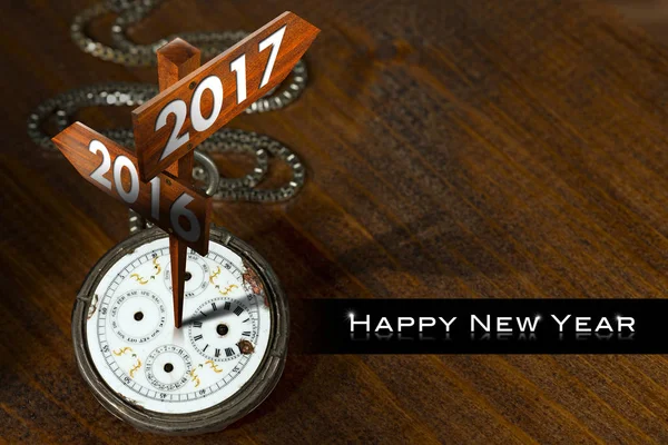 Feliz Año Nuevo 2017 - Reloj con signos — Foto de Stock