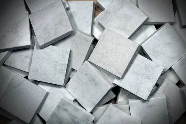 Square Tiles of White Carrara Marble — Stock Photo, Image