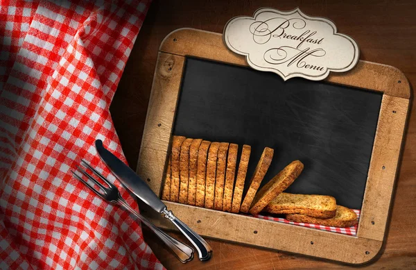 Kahvaltı menüsü - Blackboard ile Rusks — Stok fotoğraf