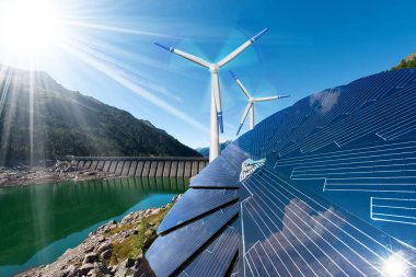 Yenilenebilir enerji - güneş ışığı rüzgar yağmur
