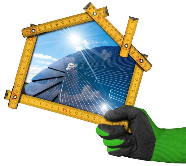 Project of Ecological House with Solar Panel — Stock Photo, Image