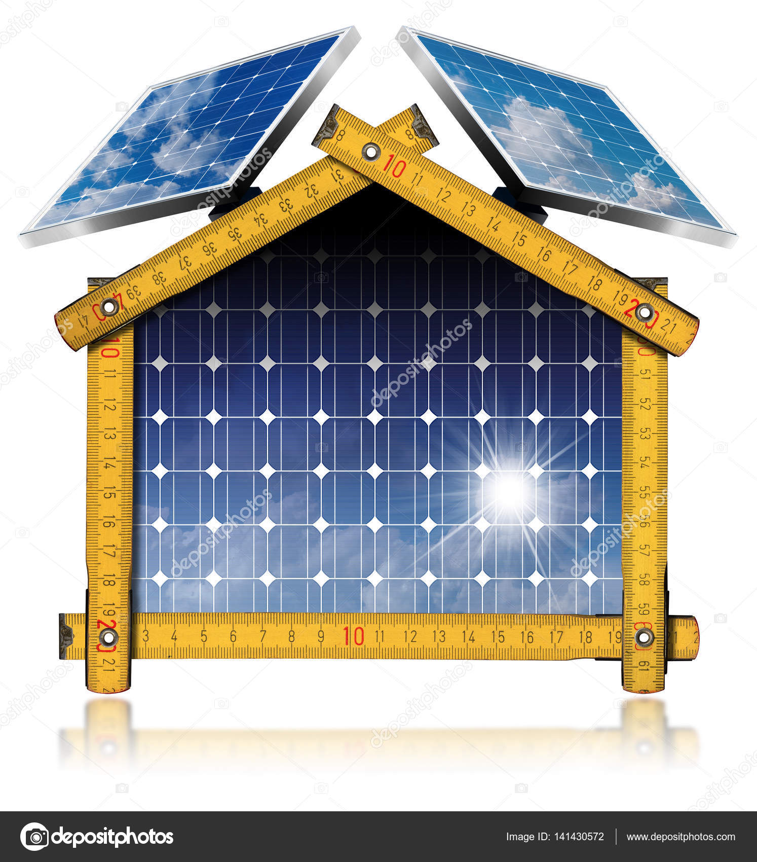 Progetto di casa ecologica con pannelli solari — foto stock ... Progetto casa ecologica