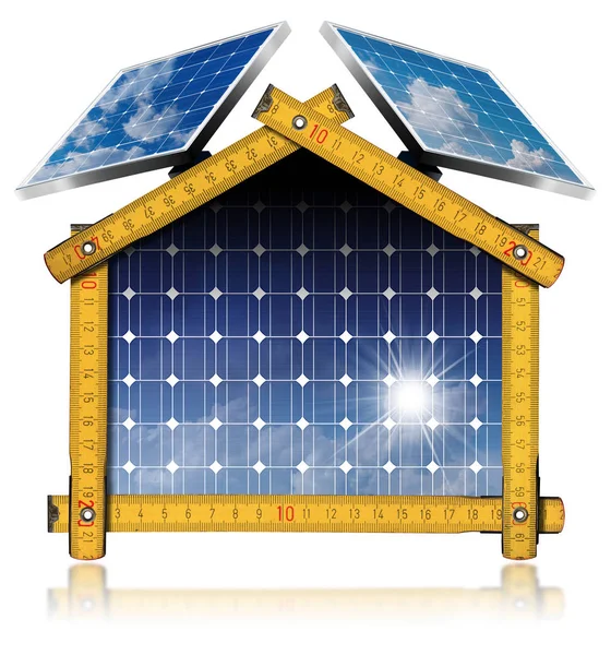 Progetto di Casa ecologica con pannelli solari — Foto Stock