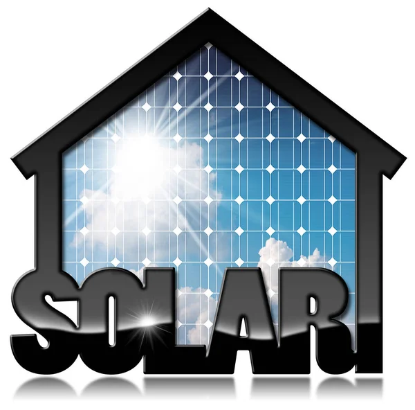 Casa solare con pannello solare — Foto Stock