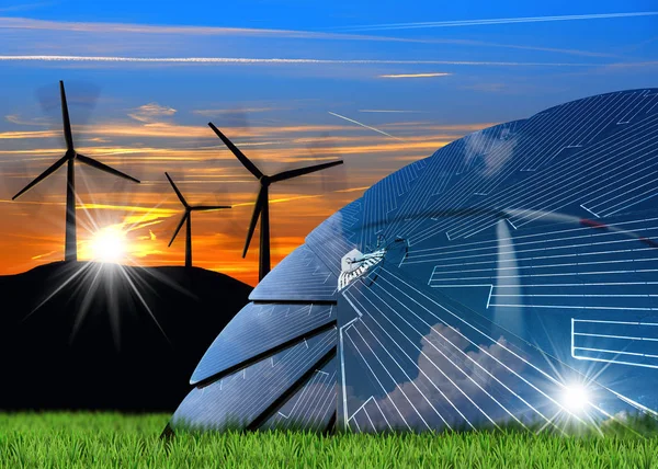 風と太陽エネルギーの概念 — ストック写真