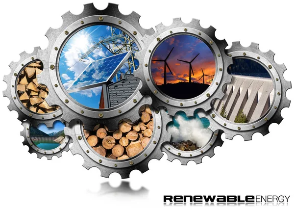 Concepto de energía renovable - Engranajes metálicos — Foto de Stock