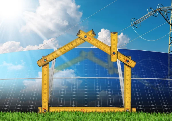 Proyecto de Casa Ecológica con Panel Solar —  Fotos de Stock