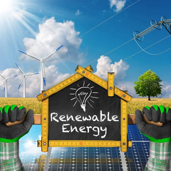 Ekolojik ev - yenilenebilir enerji projesi — Stok fotoğraf