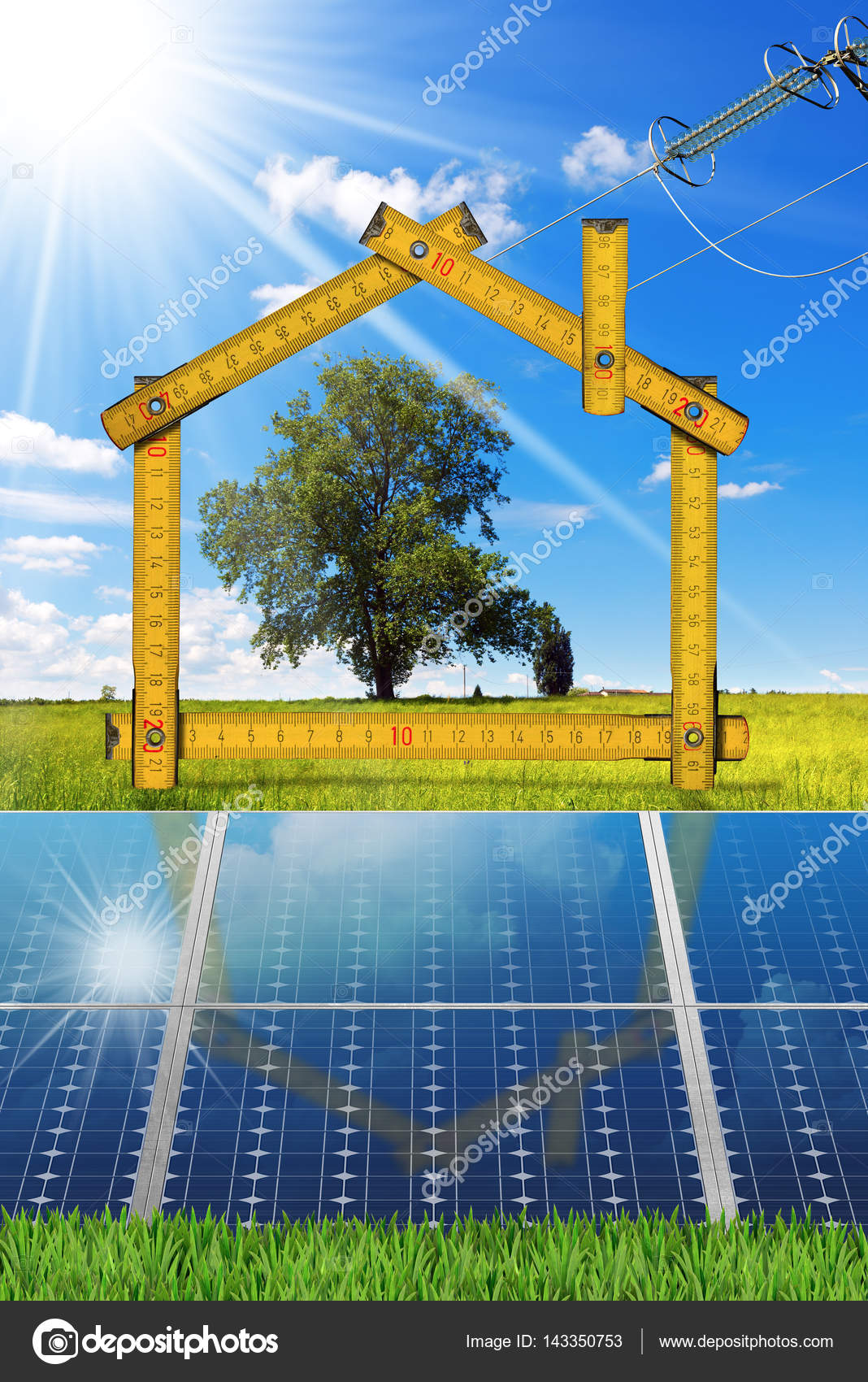 Progetto di casa ecologica con pannelli solari — foto stock ... Progetto casa ecologica