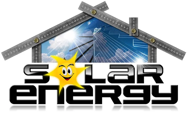 Energía Solar - Gobernante en la Forma de Casa — Foto de Stock