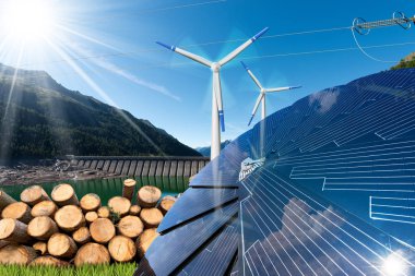 Renewable Energies - Wind Solar Biomass Hydropower clipart