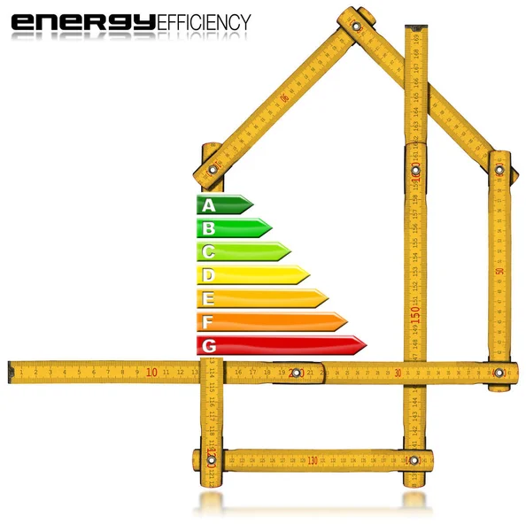 Efficacité énergétique - Règle en forme de maison — Photo