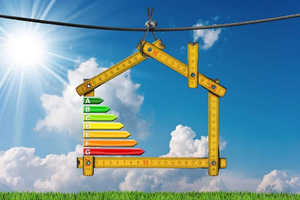 Efektywności energetycznej - projekt ekologiczny dom — Zdjęcie stockowe