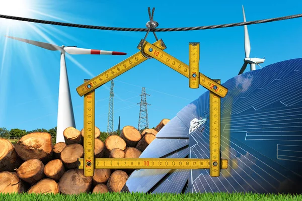 Projekt av ekologiska hus - förnybar energi — Stockfoto