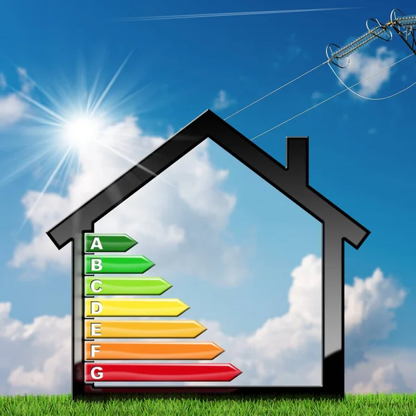 Efficienza energetica - Simbolo nella forma della casa — Foto Stock