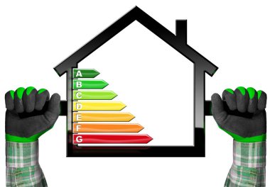 Enerji verimliliği - sembolü ile ev modeli