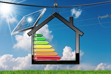 Enerji verimliliği - güneş paneli ile ev