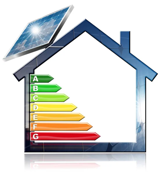 Eficiencia energética - Casa con panel solar — Foto de Stock