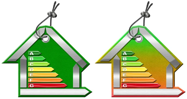 Energieeffizienz - Symbole in Form von Häusern — Stockfoto