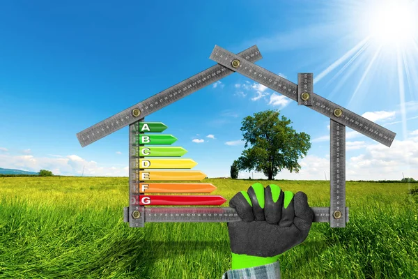Efektywności energetycznej - projekt ekologiczny dom — Zdjęcie stockowe