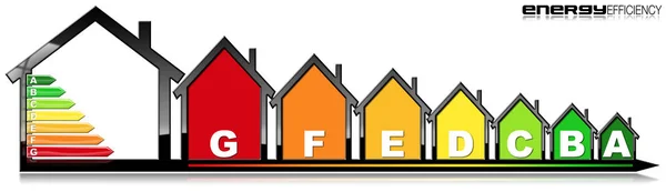 Efficienza energetica - Simbolo nella forma delle case — Foto Stock
