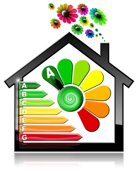 Eficiencia energética A - Símbolo en forma de casa — Foto de Stock