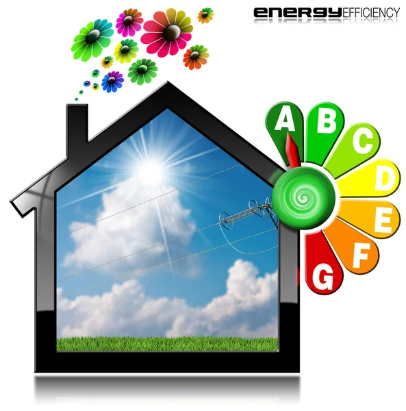 Eficiencia energética A - Símbolo en forma de casa — Foto de Stock