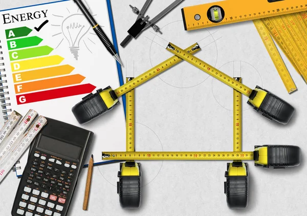 Eficiencia energética - Proyecto de Casa Ecológica — Foto de Stock
