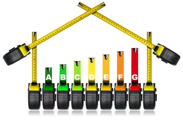 Calificación de eficiencia energética - Cinta métrica — Foto de Stock