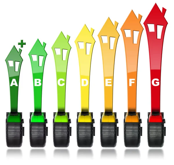 Calificación de eficiencia energética - Cinta métrica — Foto de Stock