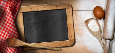 Arka plan boş yazı tahtası ile pişirme