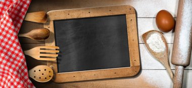 Arka plan boş yazı tahtası ile pişirme