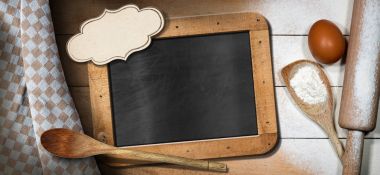 Arka plan boş yazı tahtası ile pişirme